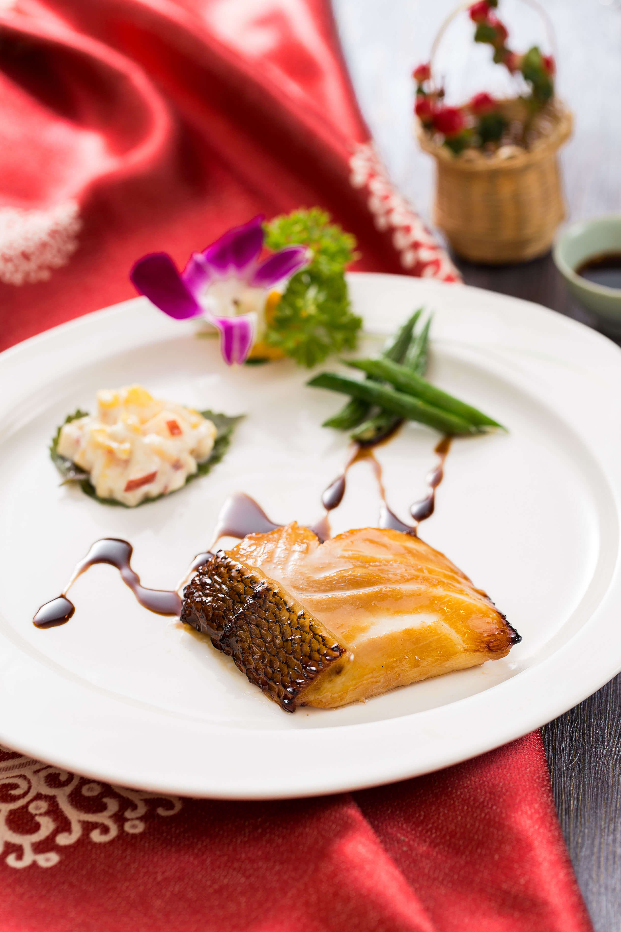 Grilled Cod Fish Fillet with Glazed Honey Sauce